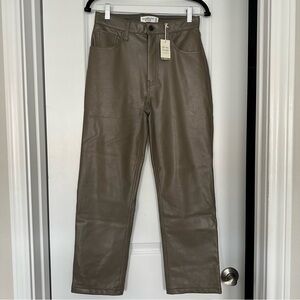 Abercrombie 90’s straight taupe faux leather pants